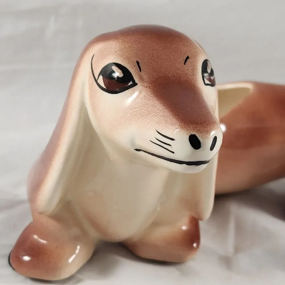 Vtg Mid Century Brown Porcelain Dachshund Planter Dog MCM Ceramic 8